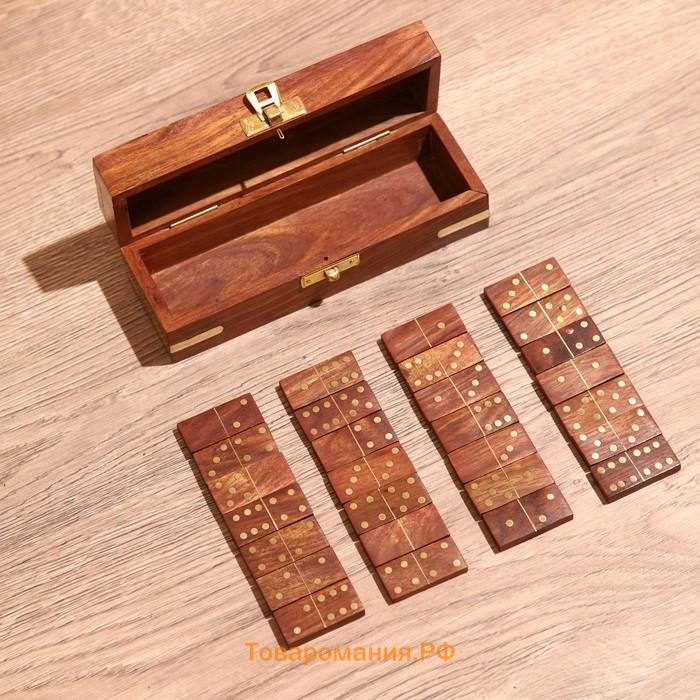 Игра настольная «Домино», в шкатулке, 17×6×5 см, дерево шишам