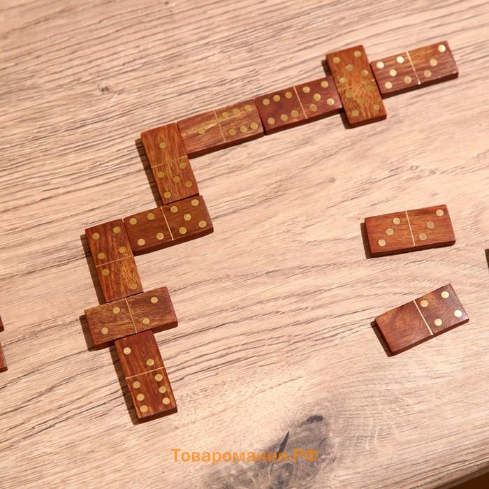 Игра настольная «Домино», в шкатулке, 17×6×5 см, дерево шишам