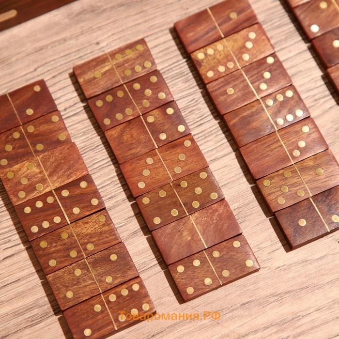 Игра настольная «Домино», в шкатулке, 17×6×5 см, дерево шишам