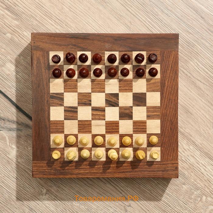 Шахматы нескладные с выдвижными ящичками, доска 20×20 см, дерево шишам