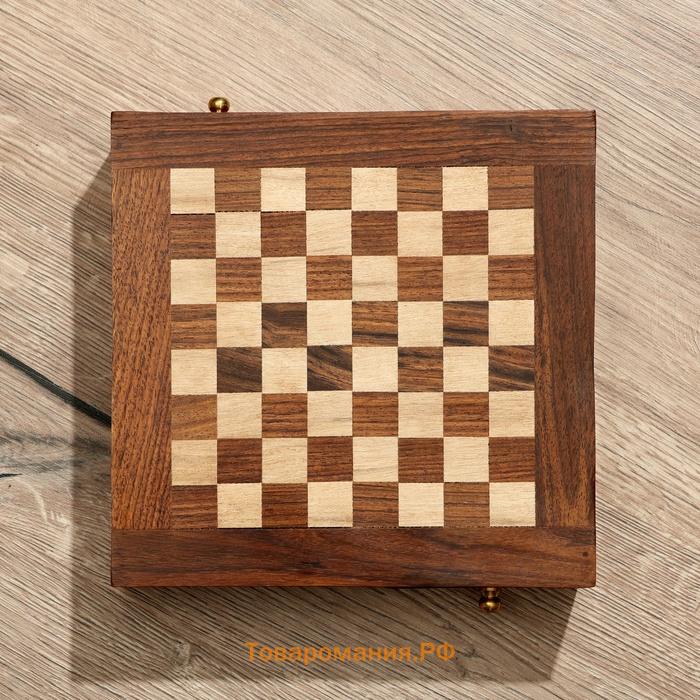Шахматы нескладные с выдвижными ящичками, доска 20×20 см, дерево шишам