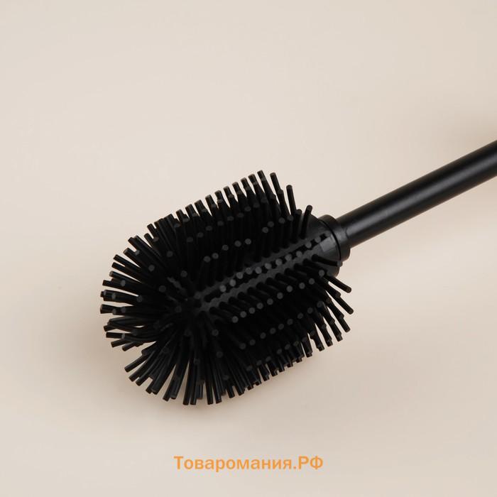 Ёршик для унитаза с подставкой SL Home, силиконовый, 9.6×9.6×39 см, бежевый