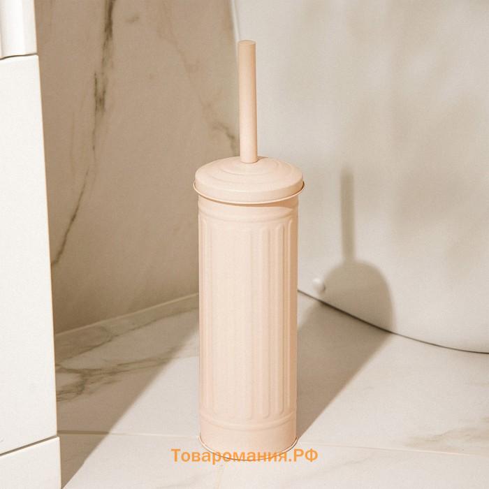 Ёршик для унитаза с подставкой SL Home, силиконовый, 9.6×9.6×39 см, бежевый