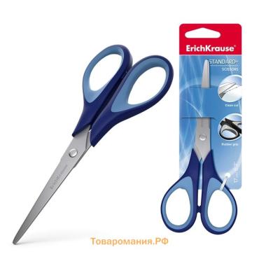 Ножницы ErichKrause Standard+, 17 см, с улучшенной двойной заточкой, ручки с противоскользящими резиновыми вставками, МИКС