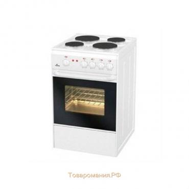 Плита Flama AE 1401 W, электрическая, 4 конфорки, 50 л, эмаль, без гриля, белая