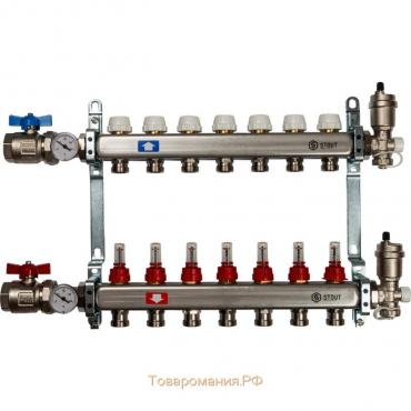 Коллекторная группа STOUT SMS 0907 000007, 1"х3/4", 7 выходов, с расходомерами, нерж. сталь