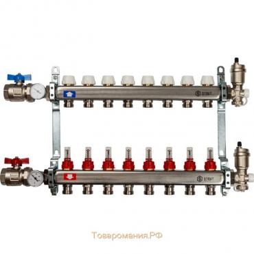Коллекторная группа STOUT SMS 0907 000008, 1"х3/4", 8 выходов, с расходомерами, нерж. сталь