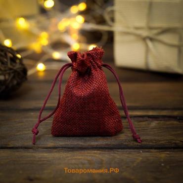 Мешочек подарочный из холщи, красный, 7×9 см