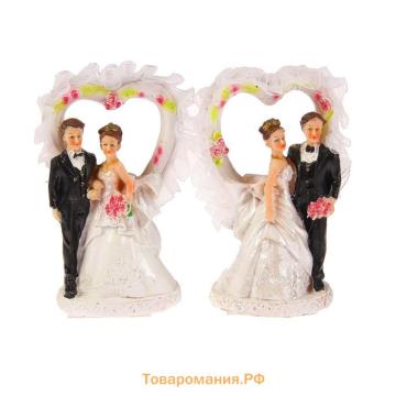 Фигурка на торт «Жених и невеста с сердцем», 15 см, МИКС