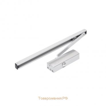 Доводчик дверной NOTEDO DC-075 SL+HO SILVER, со скользящей тягой, до 70 кг, с фиксатором