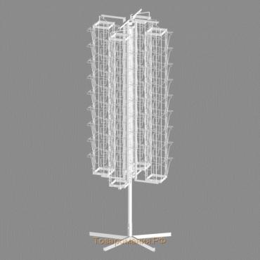 Буклетница вращающаяся 144 ячейки для открыток А5, 62,4×62,4×180 см, цвет белый