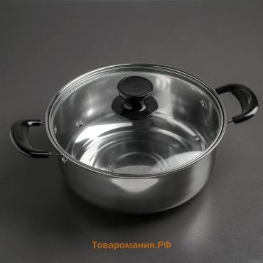 Кастрюля Promo, 2.3 л, 22×9 см, с крышкой, нержавеющая сталь