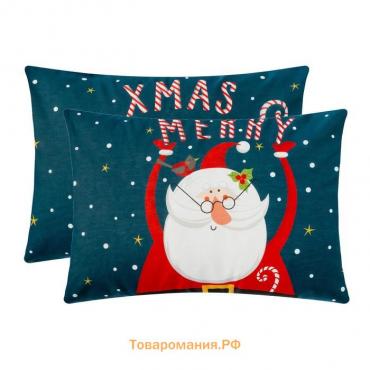 Комплект наволочек  Merry Xmas 50х70 см - 2 шт, 100% хлопок, бязь