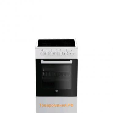 Плита Beko FSE 57110 GW, электрическая, 4 конфорки, 55 л, стеклокерамика, таймер, чёрно-белая 520529