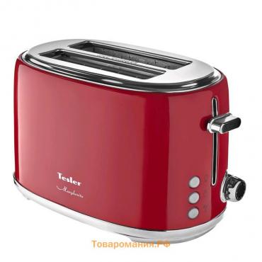 Тостер Tesler TT-255 RED, 900 Вт, 2 тоста, 6 режимов прожарки, разморозка, красный