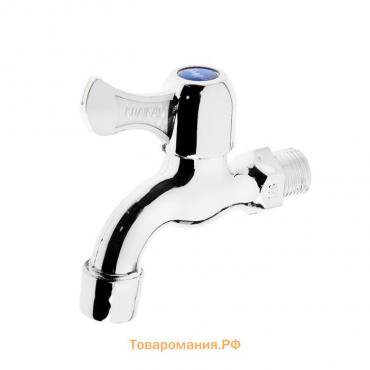 Кран водоразборный ZEIN Z17, 1/2", с плоской ручкой, PP, кран-букса, хром