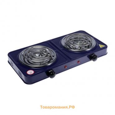 Плитка электрическая HOMESTAR HS-1105, 2000 Вт, 2 конфорки, цвет "сапфир"