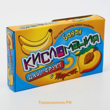 Жевательные конфеты «Кисломания дабл фрукт», банан и персик, 16 г