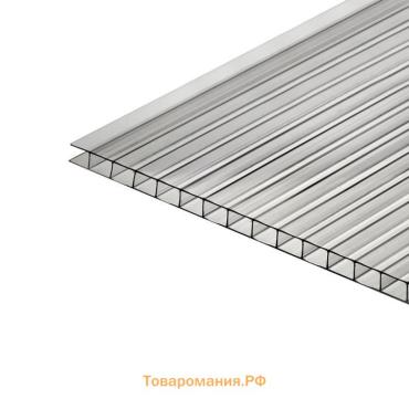 Сотовый поликарбонат 4 мм, 2.1×6 м, УФ, прозрачный