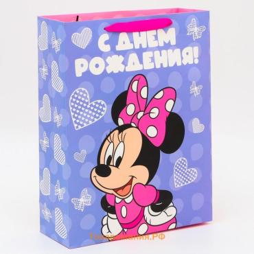 Пакет подарочный «С днём рождения!», 40×31×11.5 см, упаковка, Минни Маус