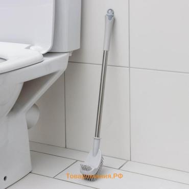 Ёршик для унитаза , силиконовый, 10×5×58 см, серый