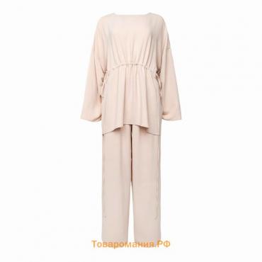 Костюм женский (туника, брюки) MINAKU: Casual Collection цвет бежевый, размер 44