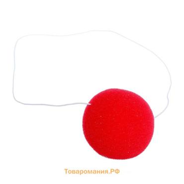 Нос клоуна, на резинке, красный