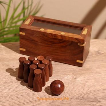Игра настольная «Боулинг», 15×6×7 см, дерево шишам