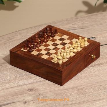 Шахматы нескладные с выдвижными ящичками, доска 20×20 см, дерево шишам